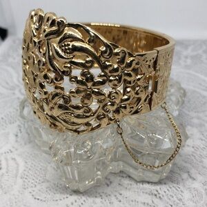 Vintage antique style gold tone statement bracelet